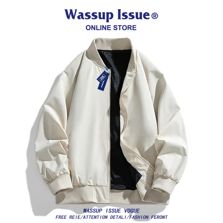 WASSUP ISSUE美式飞行夹克外套男款春秋季复古高街情侣款棒球服男