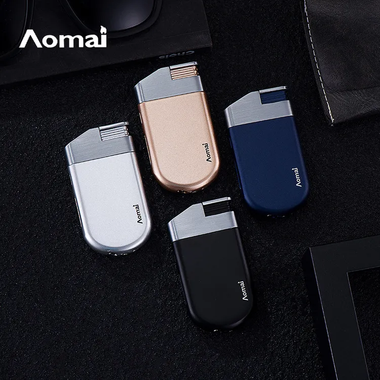 奥麦AM7209防风充气打火机超薄便携潮流烟斗斜火直冲创意礼物金属