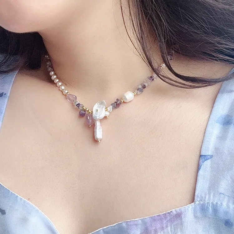 合金树脂项链 手作仙气饰品温柔原创设计锁骨链轻奢镀女小众