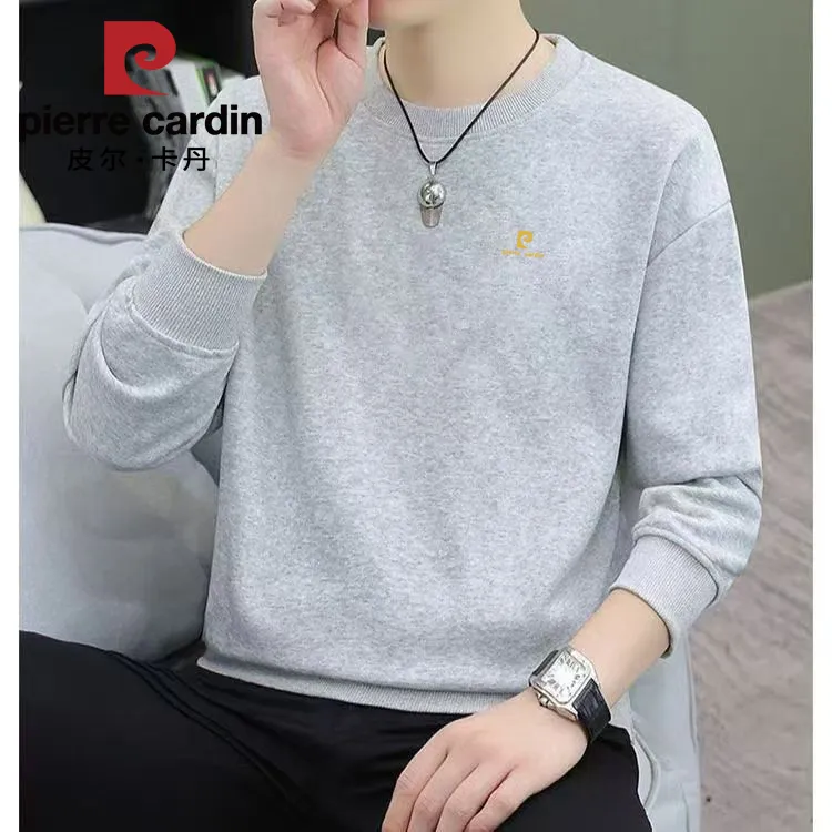 皮尔卡丹品牌男装2025新款秋冬纯棉卫衣长袖T恤圆领套头卫衣男