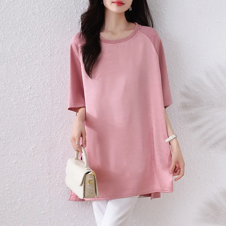 时尚简约宽松型洋气T恤2025夏装新款气质显瘦大码休闲百搭上衣