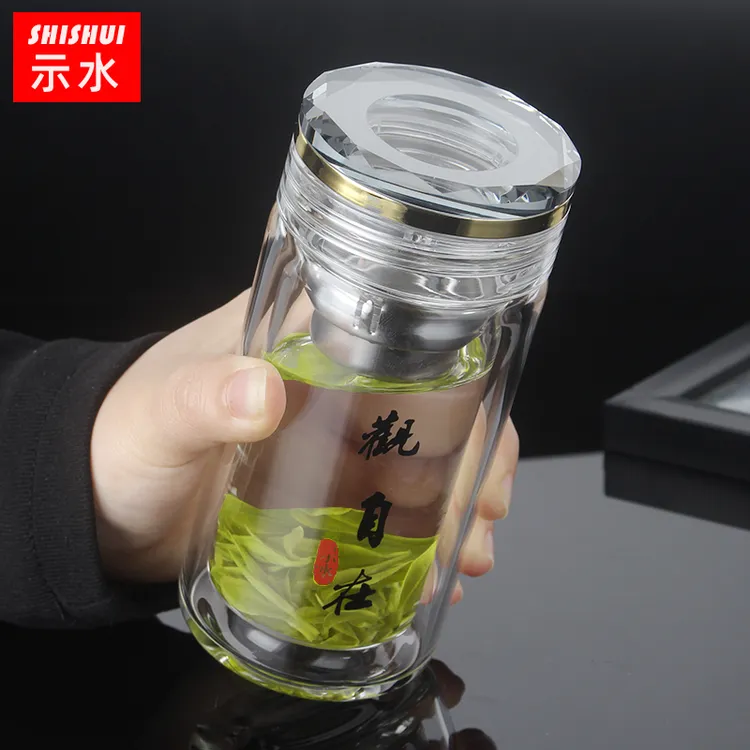 佛语小水杯子高级感轻奢高颜值双层玻璃杯女士迷你泡茶杯2025新款