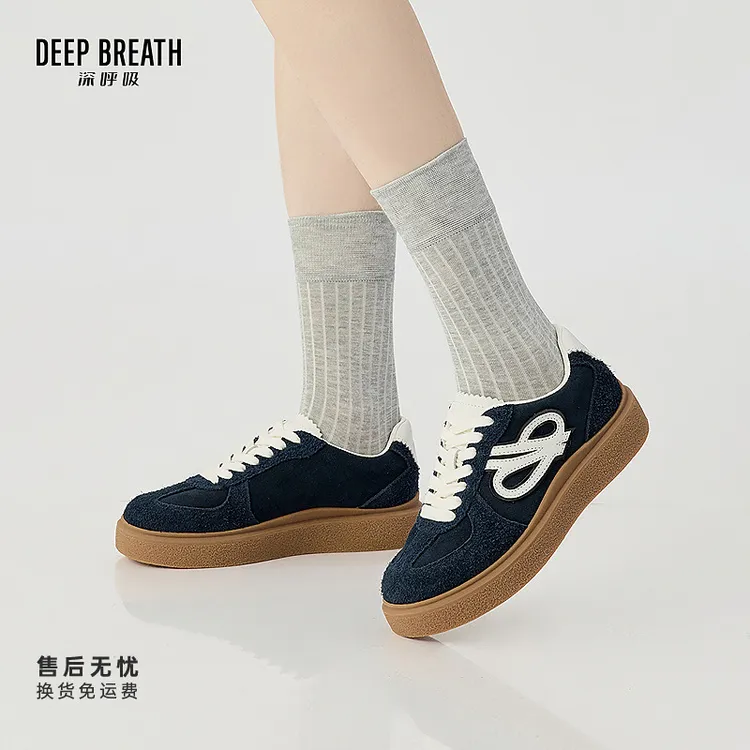 DEEP BREATH深呼吸女鞋厚底低帮绑带休闲德训鞋休闲鞋板鞋AX12347