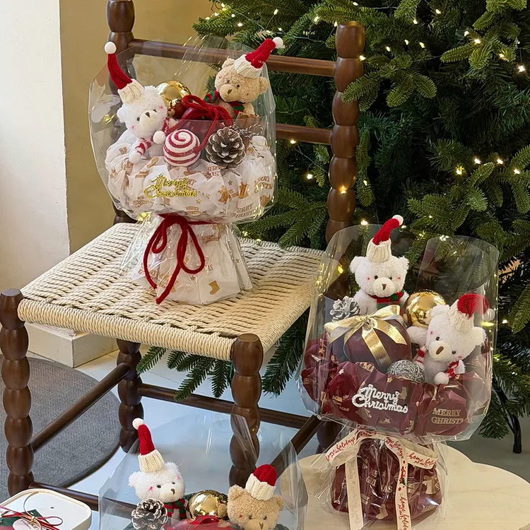 【花约】圣诞蝉翼膜鲜花防水印花纸圣诞花束礼品装饰花艺包花纸