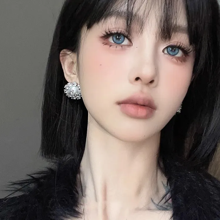 铜合金耳饰 轻奢高级感土星珍珠耳环气质设计感镶钻耳钉独特耳饰 