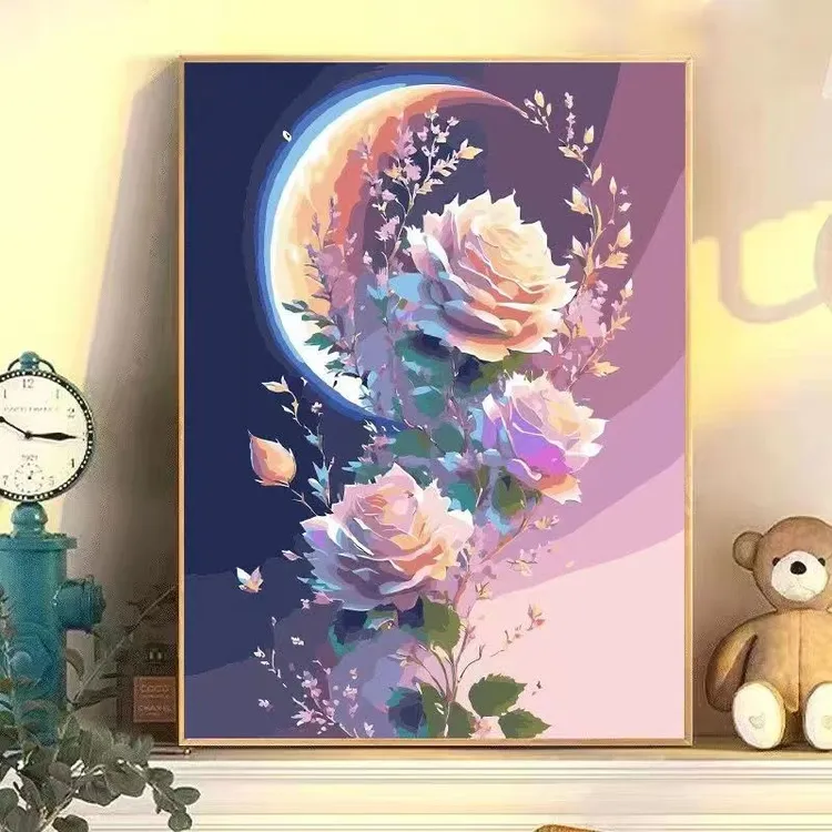 diy数字油画松弛感风景蝴蝶花卉挂画客厅手绘手工减压填色装饰画