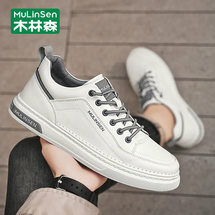 木林森小白鞋男款2025新款秋季工作百搭运动厚底增高休闲男士板鞋