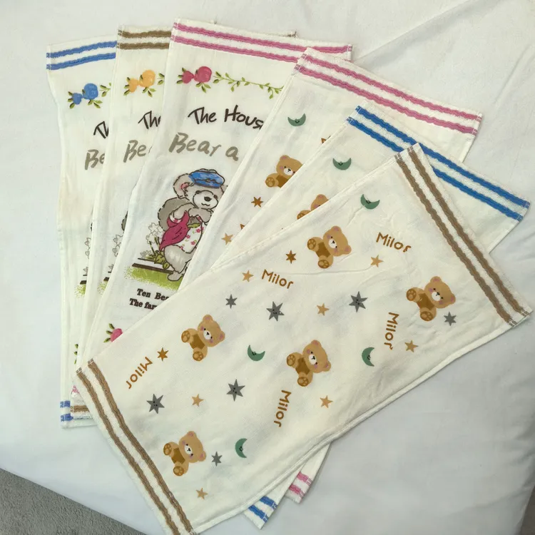 【3条装小熊】家用吸水全棉无甲醛软糯擦脸擦手婴幼儿童巾 25*50cm