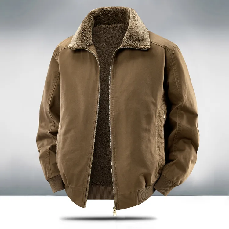 高端美式飞行水洗棉衣冬季纯棉加绒加厚男款潮男士宽松保暖棉服