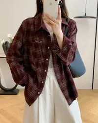 TR格子衬衫。磨毛外套。早秋韩版长袖衬衫休闲外套1015