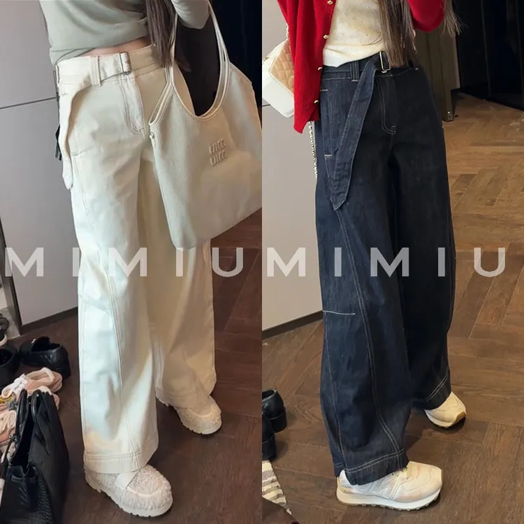 【mimius】P 慵懒百搭设计感高腰牛仔长裤（含腰带） WG09032