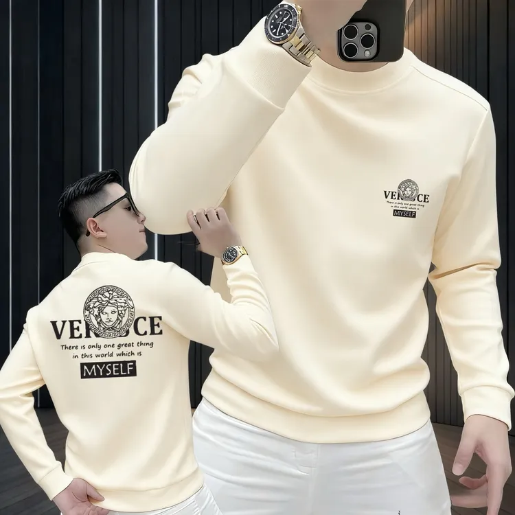 新款长袖T恤男士卫衣秋冬休闲圆领宽松透气百搭体恤薄款加绒卫衣