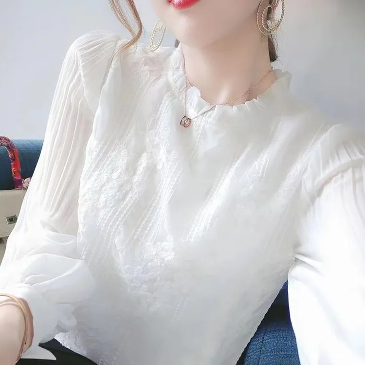 桑蚕丝气质刺绣花朵衬衫