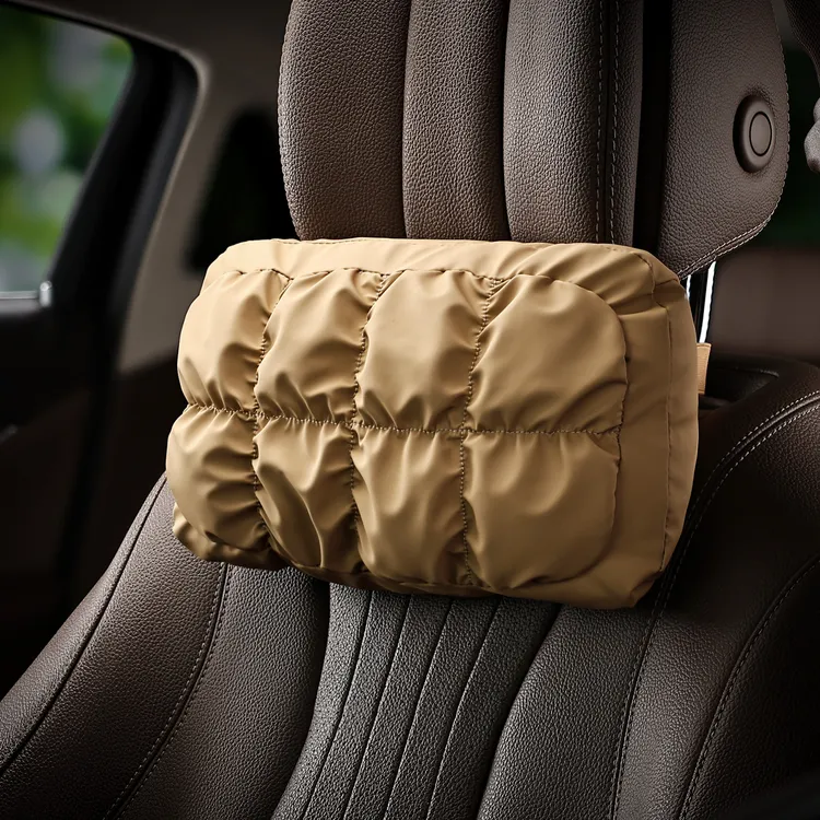 泡泡棉汽车头枕车载护颈枕高级感纳帕皮车用枕头车内装饰用品大全