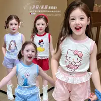 【大清仓】女童白雪人鱼公主儿童运动洋气休闲夏季薄款无袖套装