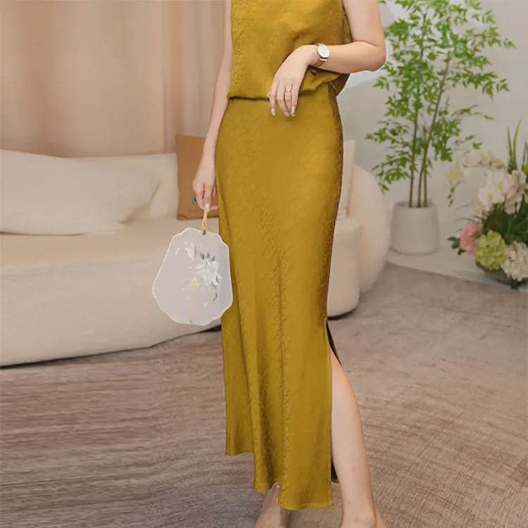 【香.云.纱】45姆米新中式龟裂纹国风半身裙女新中式三合一版型新款