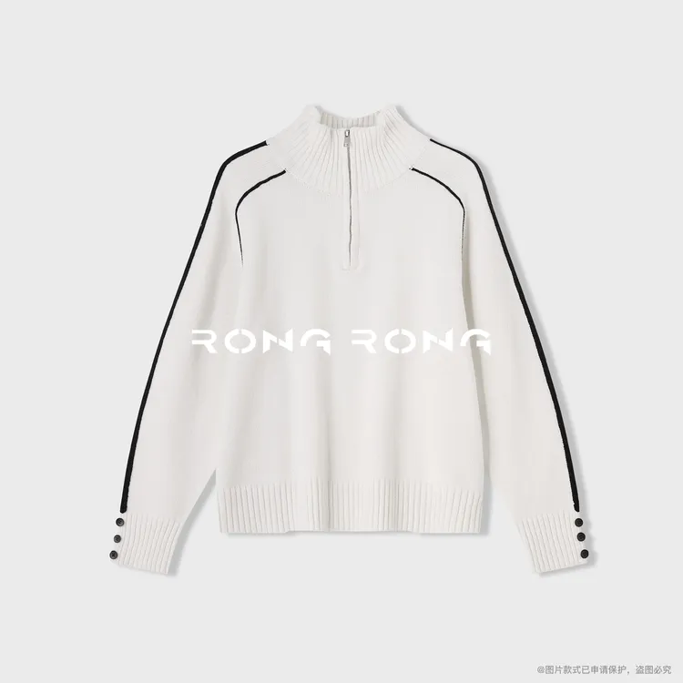 溶溶【暖冬诗章】RONGRONG 超细绵羊毛混纺半拉链保暖毛衣25S328