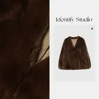  IDENTIFY冬季时尚慵懒风獭兔毛设计厚款毛毛保暖外套25AWX