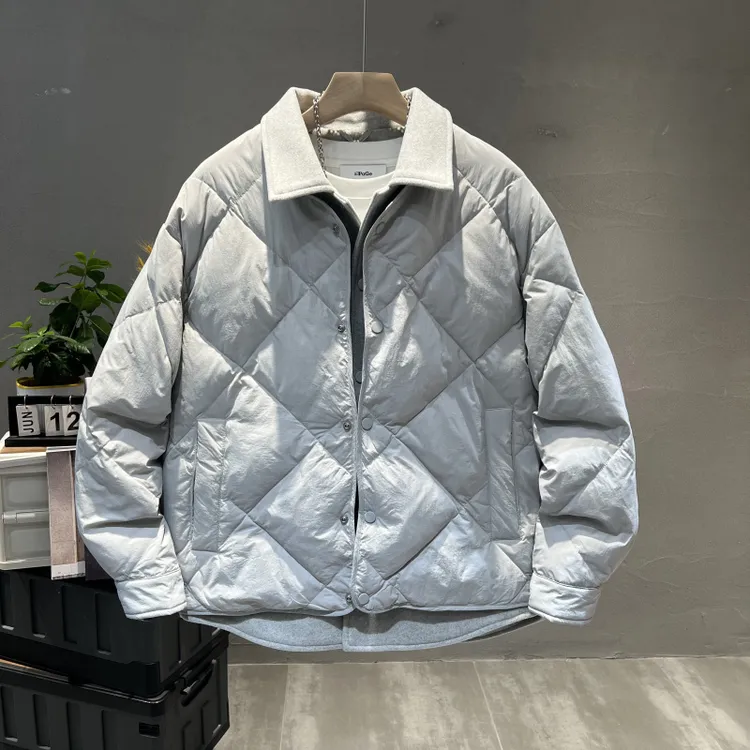 高端潮牌90白鸭绒拼接假两件羽绒服25冬季新款宽松时尚百搭羽绒服