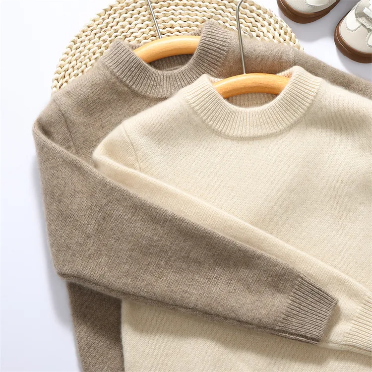 【100%纯山羊绒】儿童山羊绒衫加厚半高领童装宽松百搭套头保暖毛衣