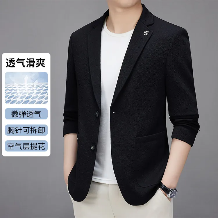秋季新款高端西装外套男士商务休闲单件轻奢百搭轻奢免烫西服上衣