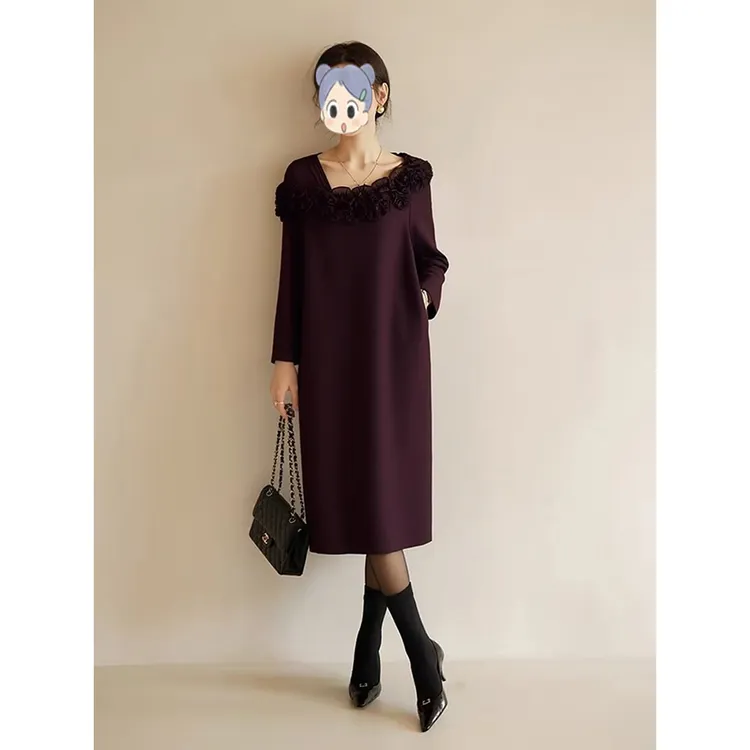 2025流行爆款轻奢小众连衣裙女秋冬新款高端大气名媛别致绝美长裙