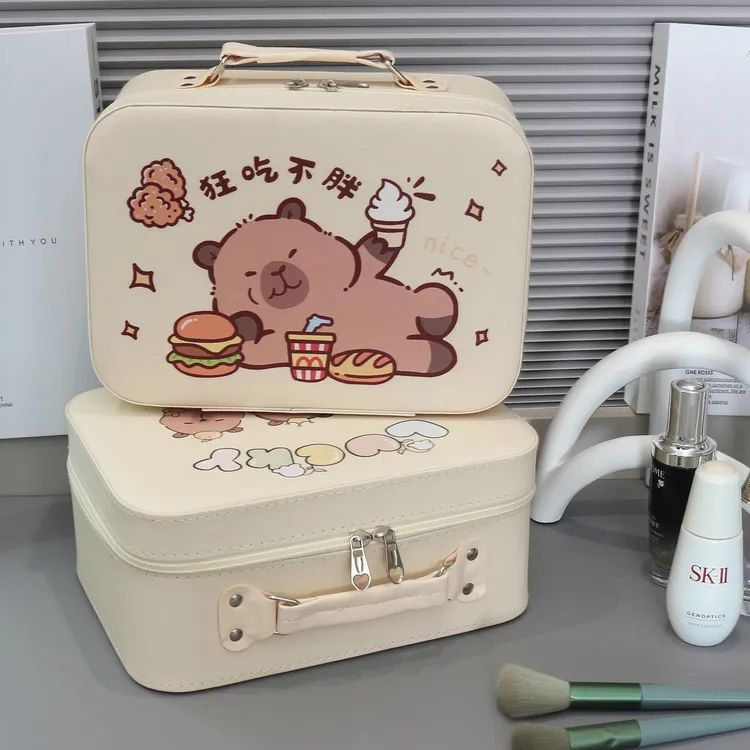 可爱化妆包女小众随身手提箱大容量带镜子化妆箱便携式旅行收纳包