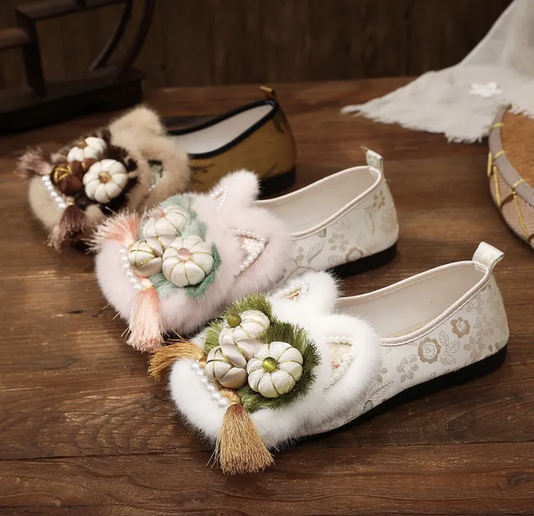 百搭秋季虎头鞋民族手工单鞋外穿古风中国风平底老北京布鞋