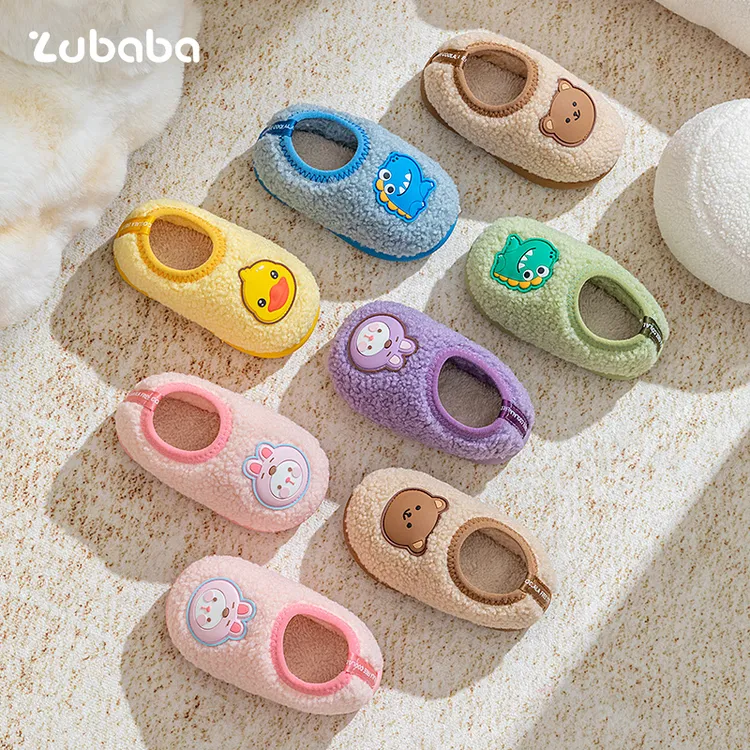 可爱卡通动物包跟儿童棉拖鞋男童女童冬季加绒加厚透气棉鞋可外穿