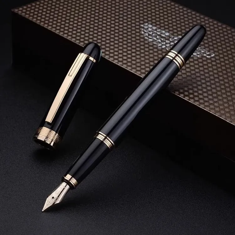 英雄钢笔金属杆H708金笔10K金尖明尖0.5商务练字书法笔免费刻字