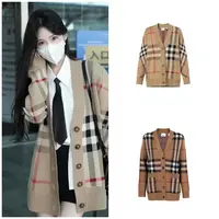 【秦秦专属】Burberry博柏利经典格纹印花V领针织衫男女同款开衫