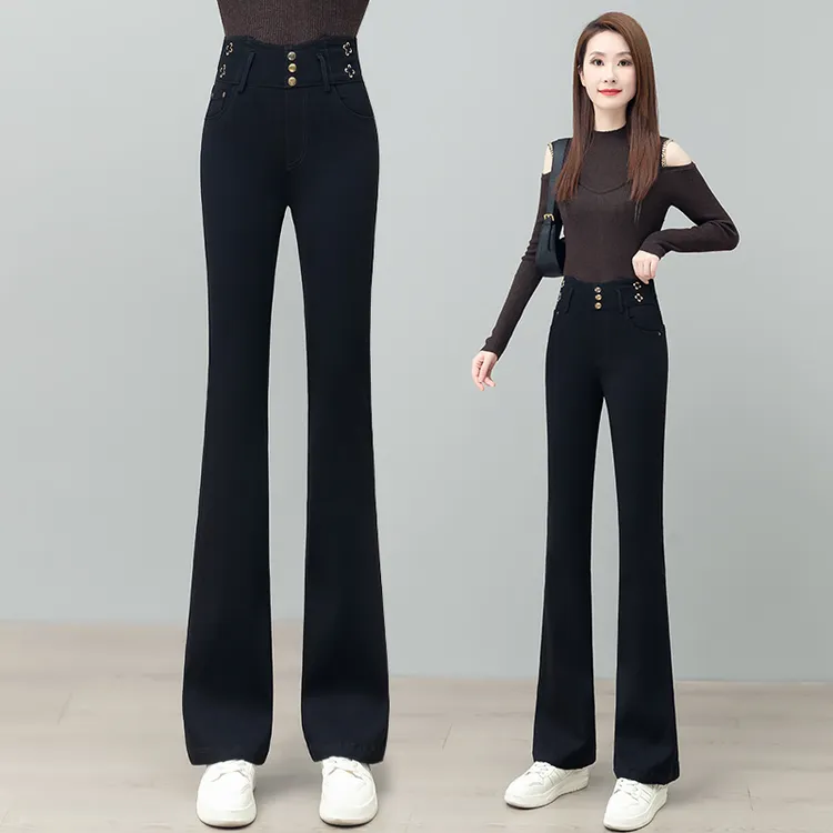 高腰微喇牛仔裤女款爆款2025新款正品修身显瘦百搭小个子喇叭裤子
