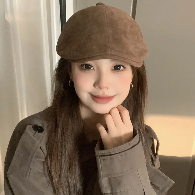 韩版复古前进帽女春秋季新款百搭大头围显脸小反戴鸭舌贝雷帽子