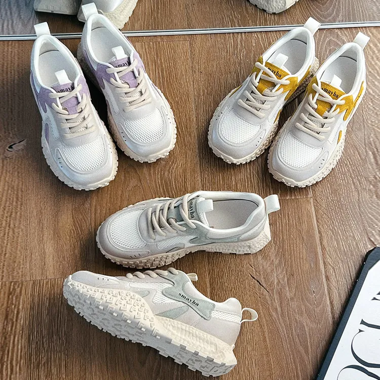 真皮老爹鞋女2025夏季新款厚底网面透气运动女鞋休闲百搭阿甘鞋女