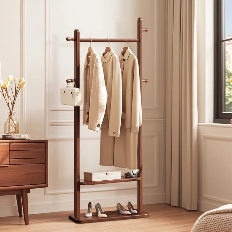 2025新款挂衣架子落地式家用卧室衣帽架实木客厅简易晾衣架衣服架