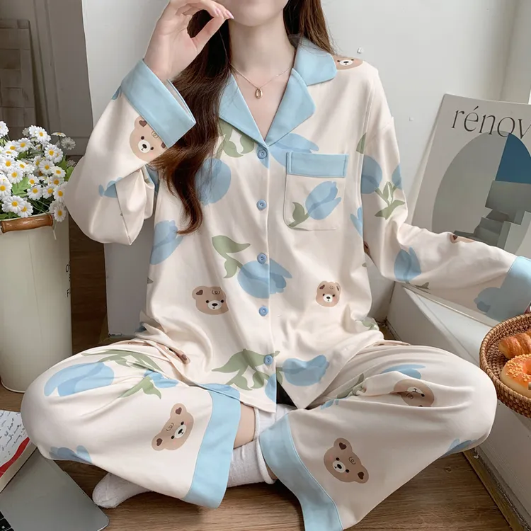 月子服夏季薄款产后哺乳期春秋孕妇睡衣产妇家居服待产服6-10月份