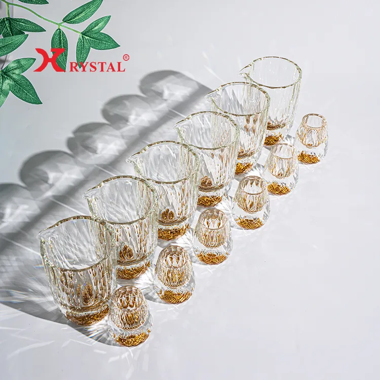 【金箔白酒杯套装】轻奢高档水晶杯分酒器礼盒套装水晶一口子弹杯