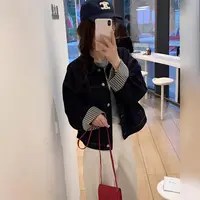 2025新款设计感拼接爆款时尚牛仔短外套女秋装高级感洋气宽松上衣
