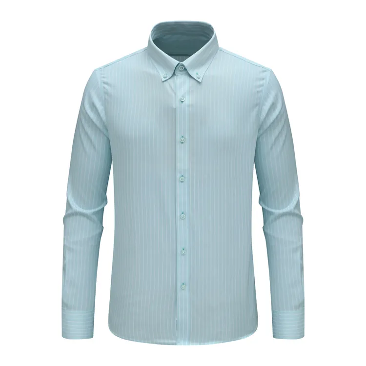 F3717恺春秋男式长袖衬衫 棉百搭商务休闲上衣免烫 天蓝色