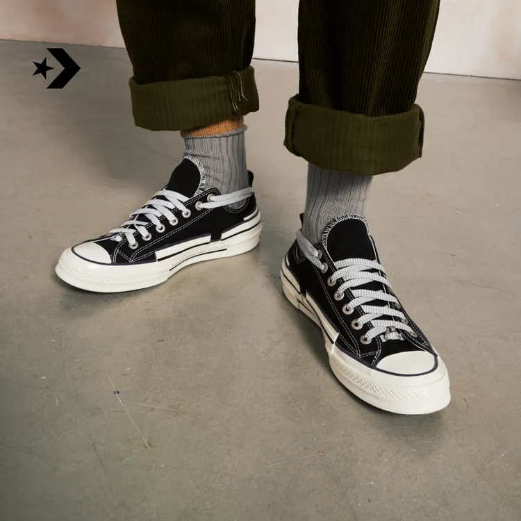 匡威Chuck70HackedHeel堆叠感帆布鞋黑色CONVERSE A07984C