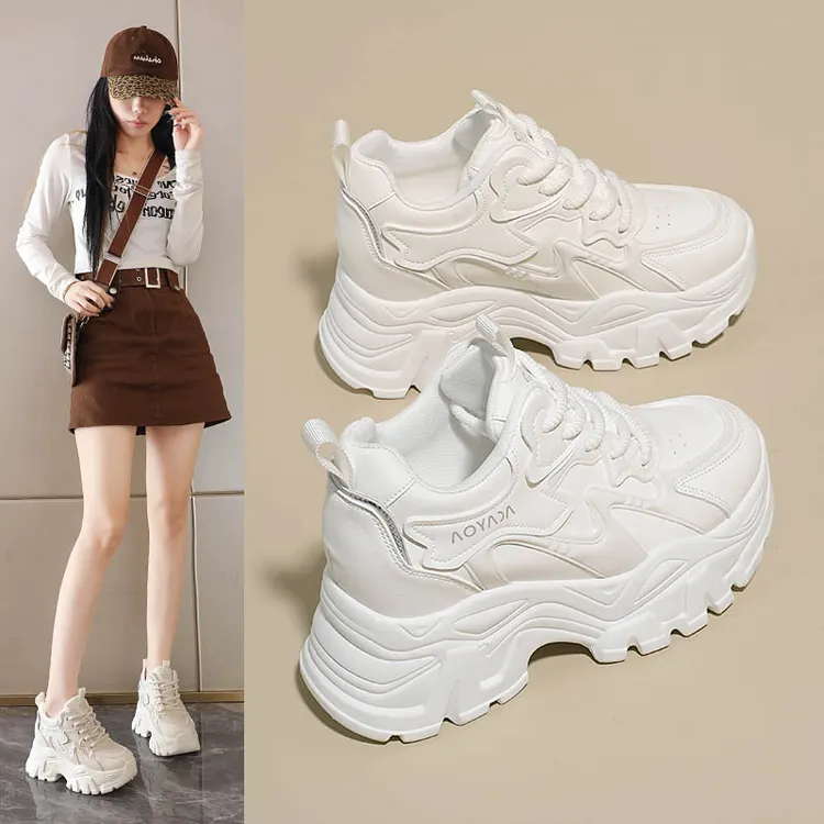小白鞋女款内增高鞋子2025春秋季新款韩版厚底时尚休闲老爹鞋女鞋