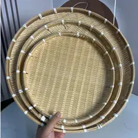 晶品（3件套）传统手工竹编圆簸箕30/36/42