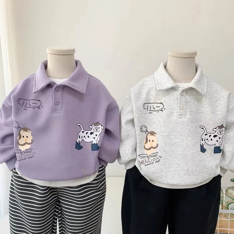 男童卡通卫衣2025新款儿童翻领POLO衫春秋装小童宝宝洋气上衣百搭