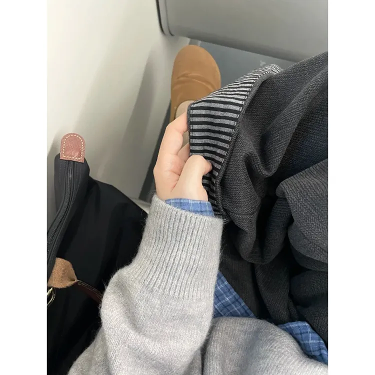 慵懒风阔腿毛呢裤秋冬新款大码女裤宽松显瘦梨型身材直筒加绒裤子