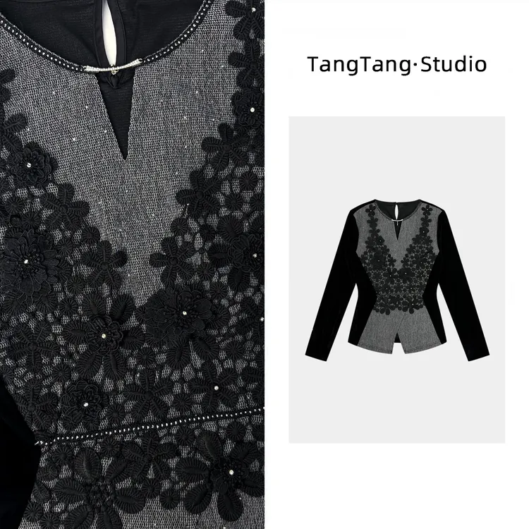 【TangTang·Studio】花影上衣高级气质女装气质卫衣上衣-2511820