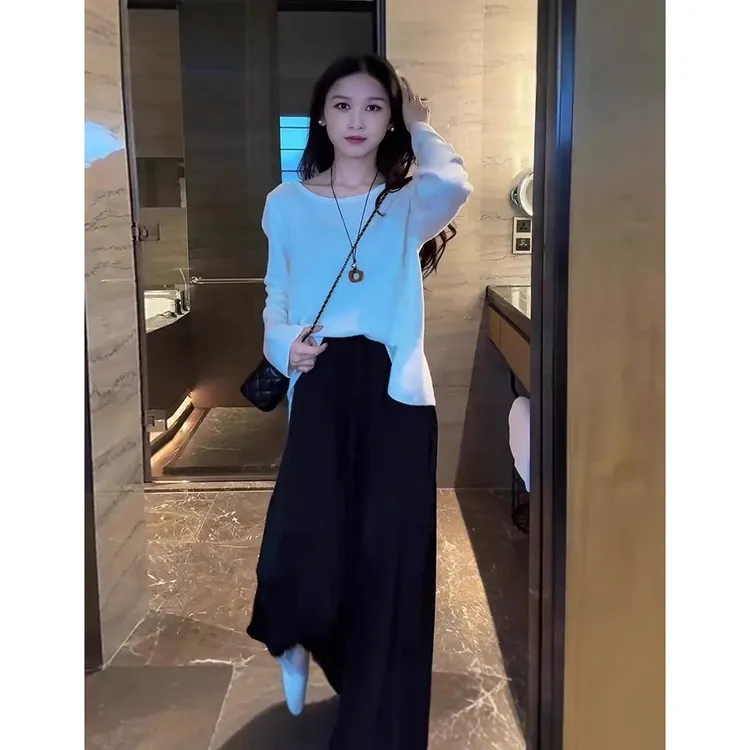 夏装穿搭一整套女装大码胖mm显瘦上衣阔腿裤减龄高级时尚两件套装