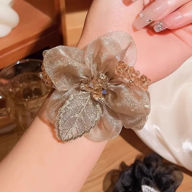 【127】轻奢花朵气质2024新款发圈高级感发绳头绳女扎马尾盘发头