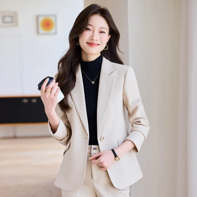 轻职风法式西装袖咖色工装女西装小个子西服ins风YSY8980