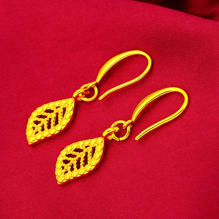 铜合金耳饰 新款 镂空小款叶子耳钩 小巧精致