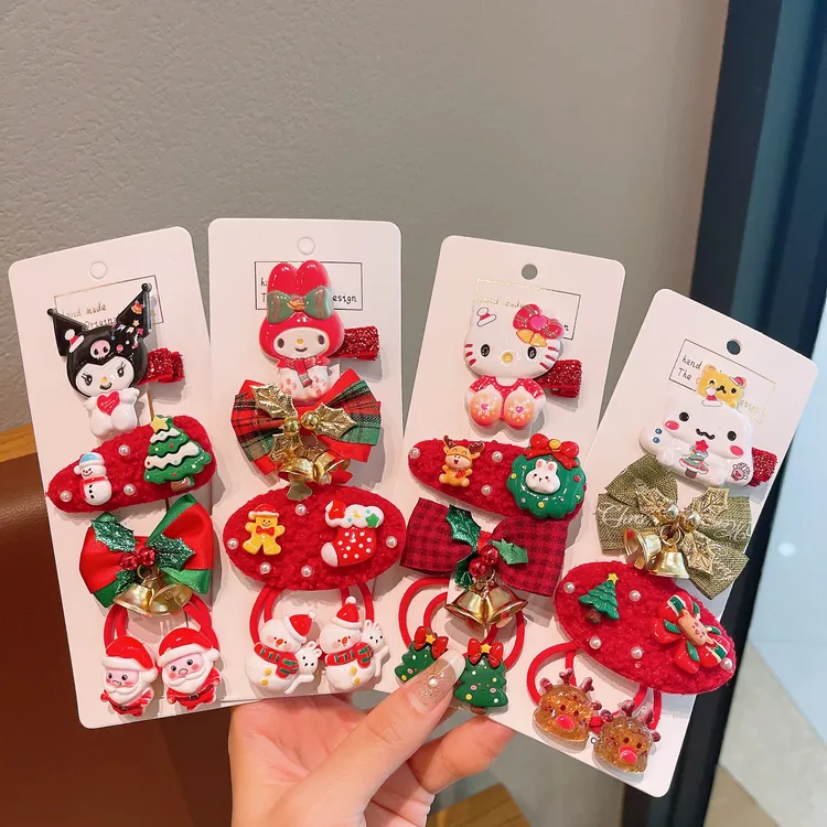 儿童圣诞节发夹2025新款红色三丽鸥发卡可爱卡通刘海夹子女童头饰